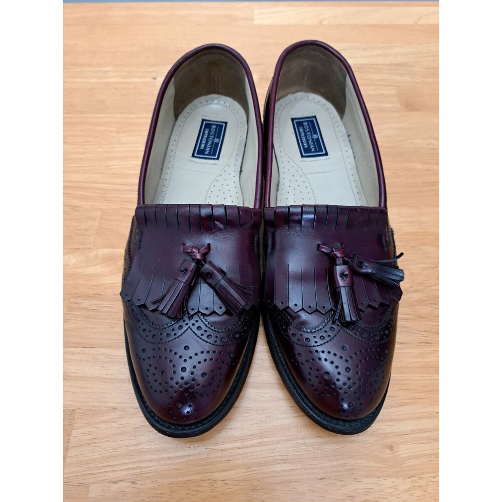 Bostonian Impression Mens Leather Tassle Slip On Dress Shoes Brown 10.5